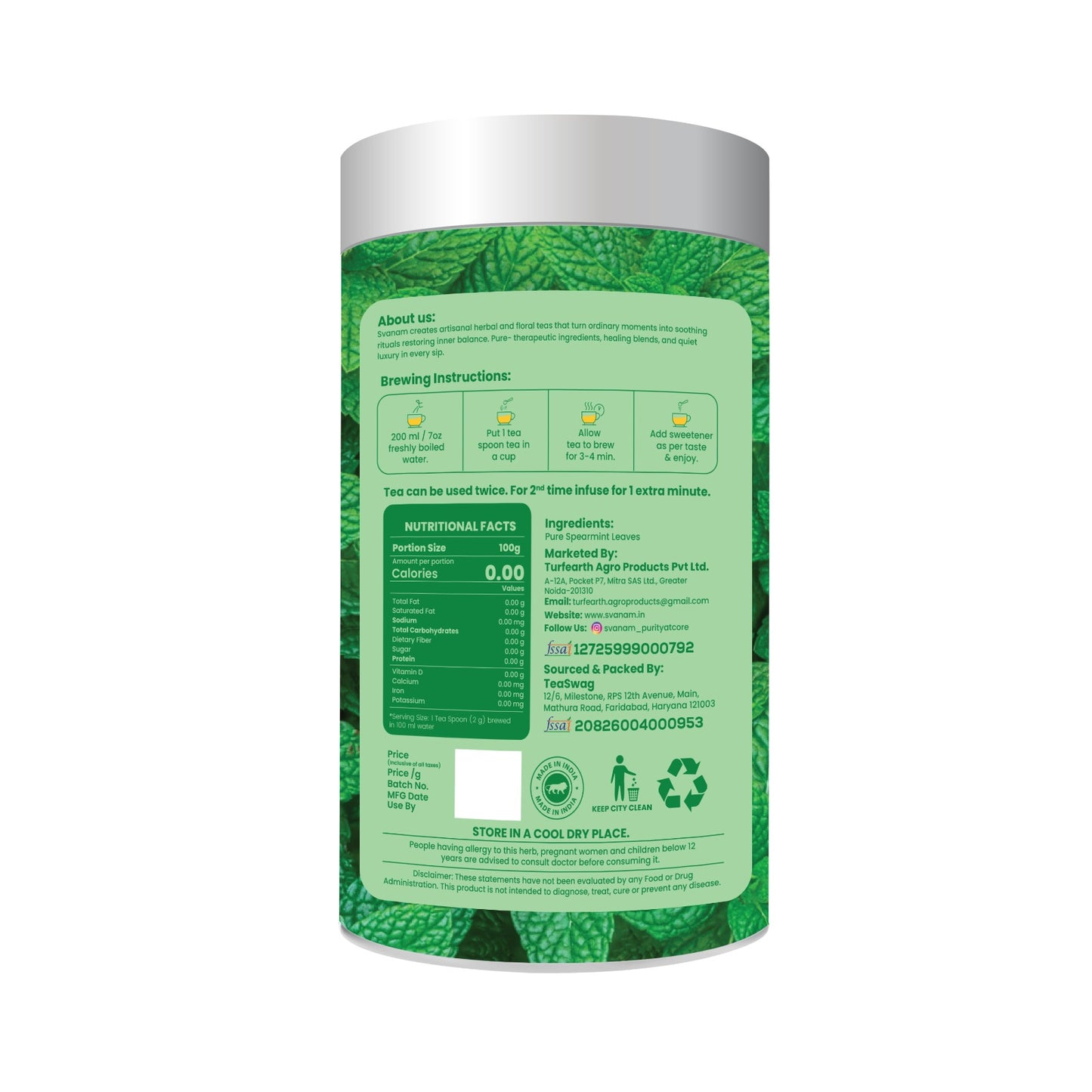SVANAM Spearmint Tea