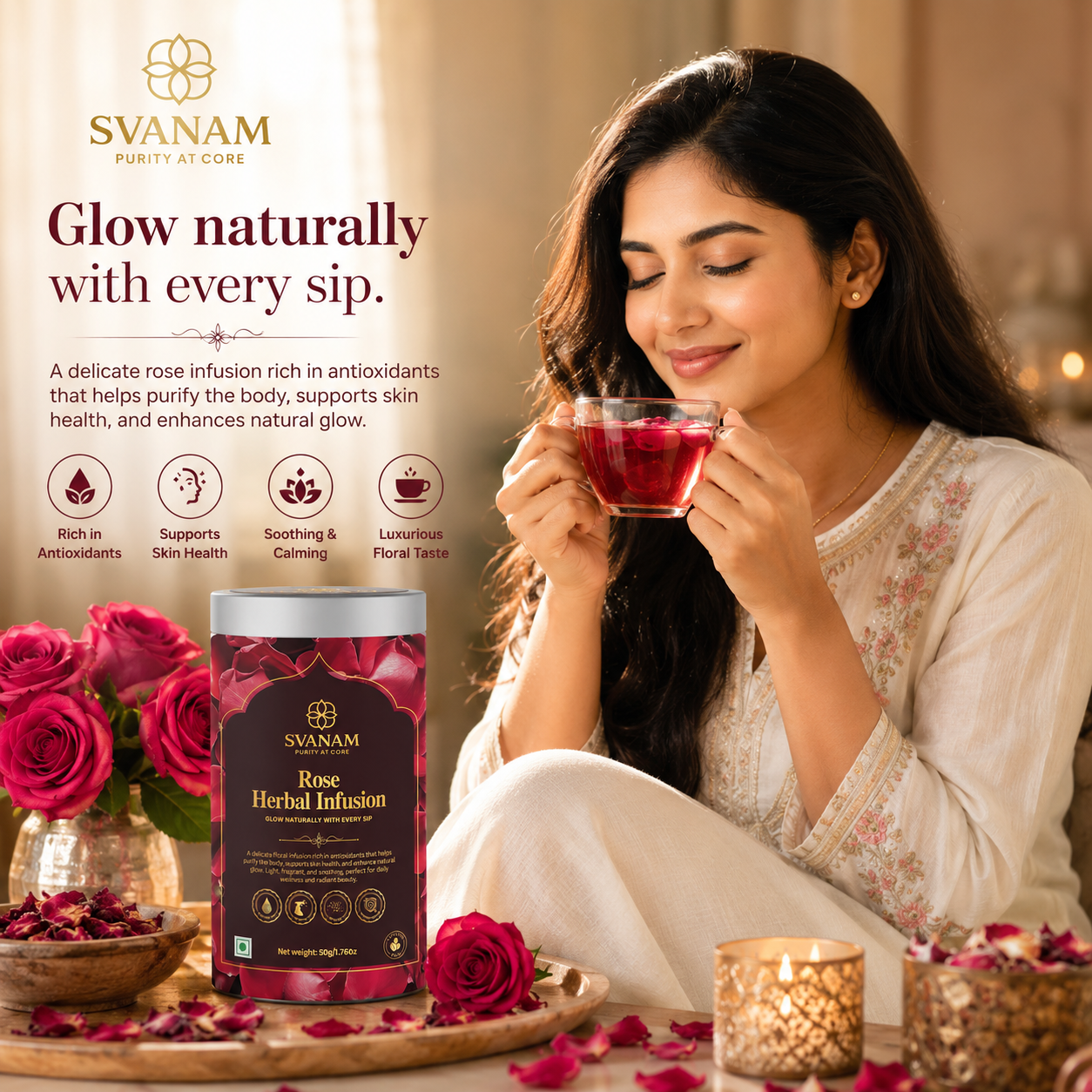 SVANAM Rose Flower Tea