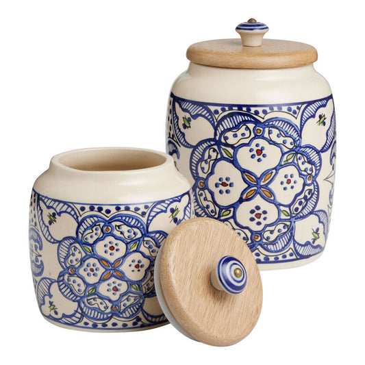 Hand‑Painted Ceramic Storage Jar