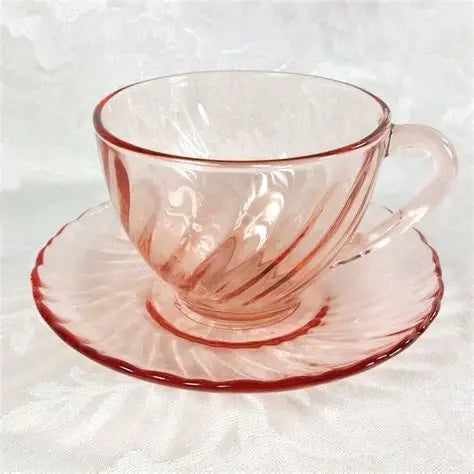 Blush Glass Tea Cup & Saucer